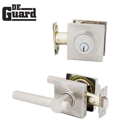 DEGUARD Premium Contemporary Square Deadbolt and Passage Lever Ã¢â‚¬â€œ Grade 3 Ã¢â‚¬â€œ Satin Stainless Ste DCDB01-SS-KW1-DCLP00-SS